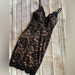 Windsor Black Lace Chemise with Floral Detailing